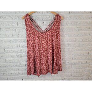 Torrid Lovesick Plus Size 4X Brown Geometric Tank Top Criss-Cross Boho GEO63E